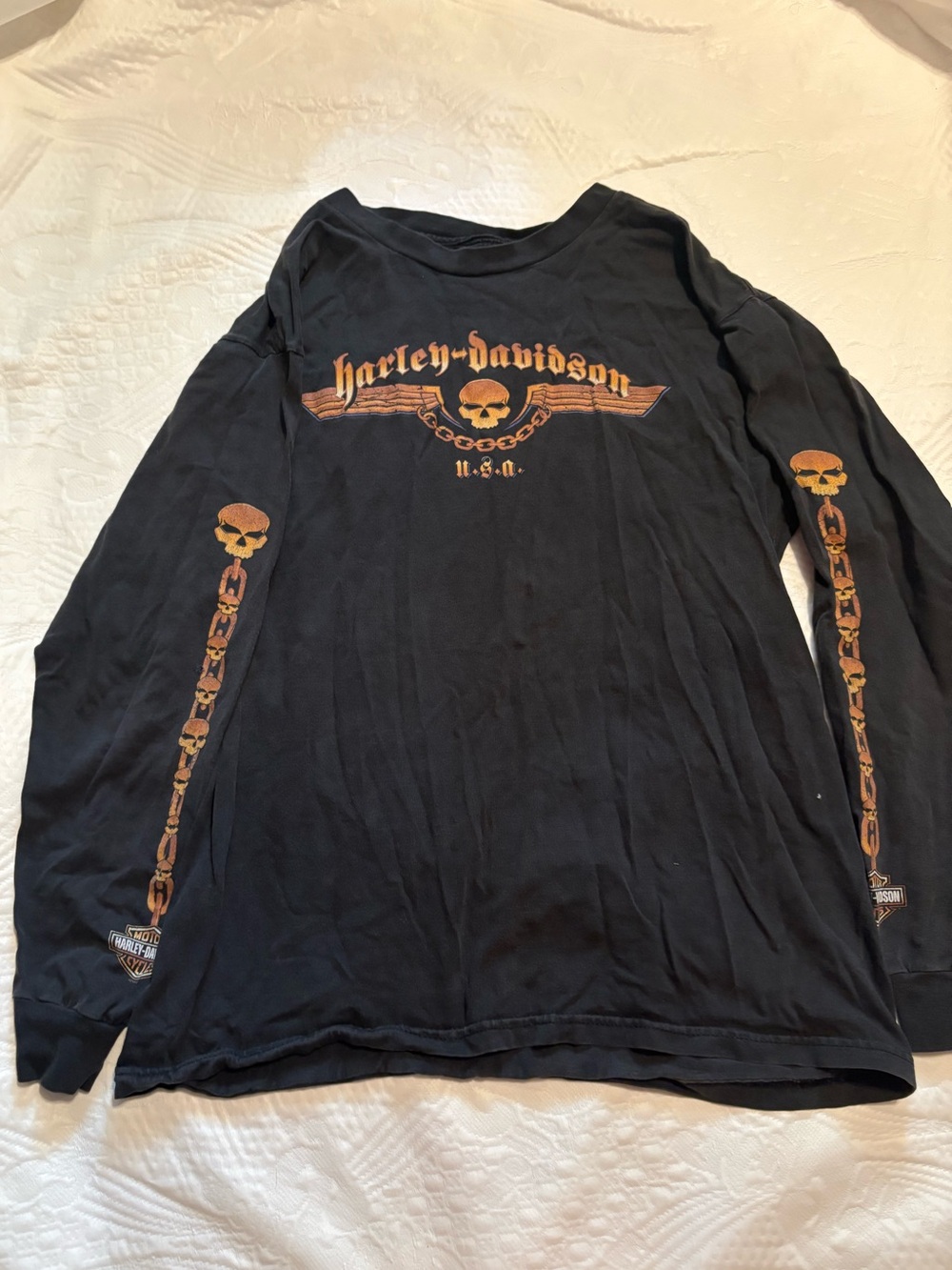 Harley-Davidson Long Sleeve M Shirt Kansas City MO Vintage Skull Black